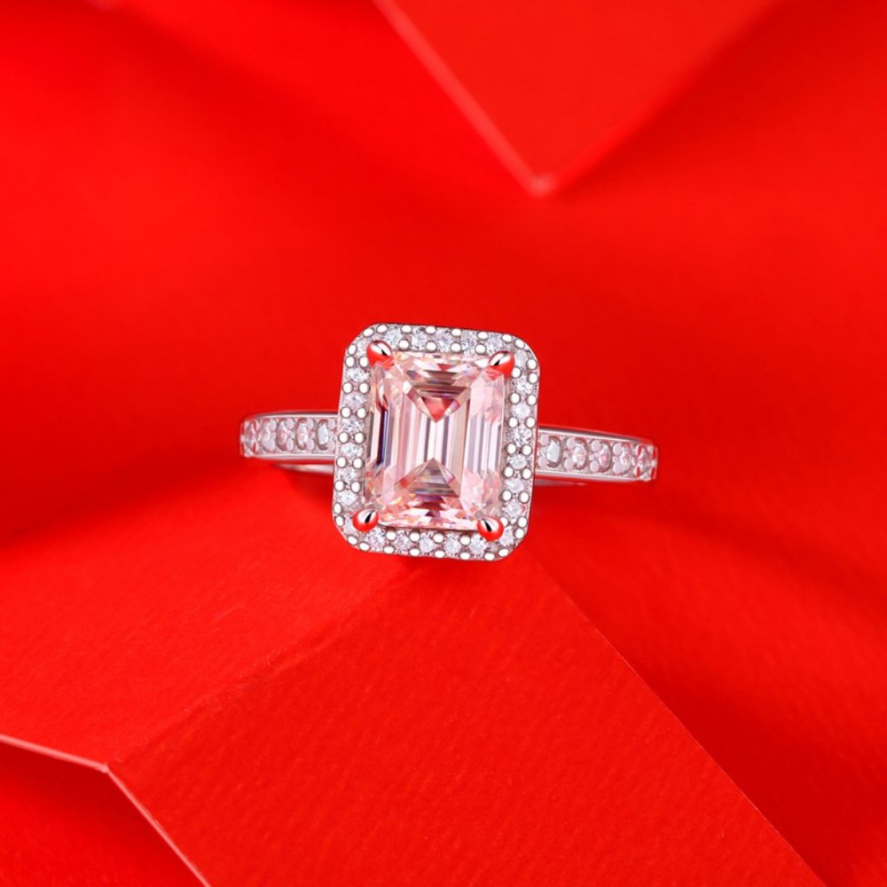 Certified 2ct. t.w. Moissanite Diamond Emerald Cut Engagement Ring NEW - Picture 4 of 11